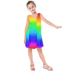Rainbow Colour Bright Background Kids  Sleeveless Dress