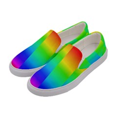 Rainbow Colour Bright Background Women s Canvas Slip Ons by Pakrebo