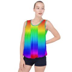 Rainbow Colour Bright Background Bubble Hem Chiffon Tank Top