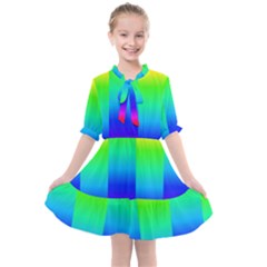 Rainbow Colour Bright Background Kids  All Frills Chiffon Dress by Pakrebo