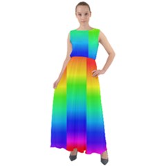 Rainbow Colour Bright Background Chiffon Mesh Maxi Dress