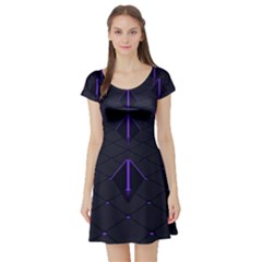 Futuristic Pyramids Perspective Short Sleeve Skater Dress by Pakrebo