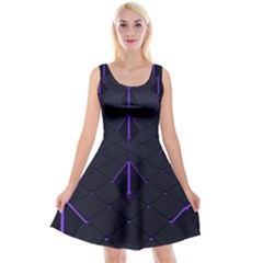 Futuristic Pyramids Perspective Reversible Velvet Sleeveless Dress