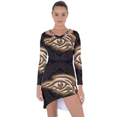 Golden Ornament Round Art Form Asymmetric Cut-out Shift Dress by Pakrebo