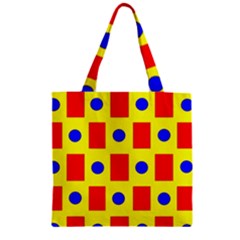 Pattern Design Backdrop Red Blue Yellow Zipper Grocery Tote Bag