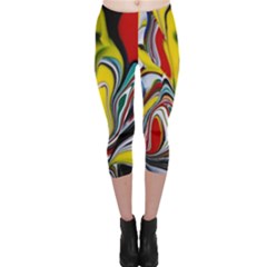 Abstract Colorful Illusion Capri Leggings  by Pakrebo