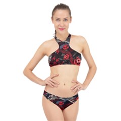 Fractal Flowers Free Illustration High Neck Bikini Set by Pakrebo