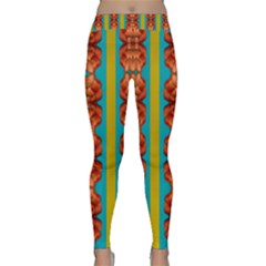 Love For The Fantasy Flowers With Happy Joy Classic Yoga Leggings by pepitasart