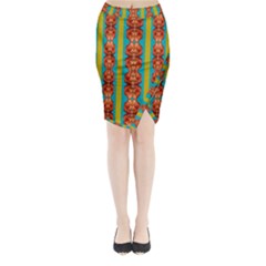 Love For The Fantasy Flowers With Happy Joy Midi Wrap Pencil Skirt by pepitasart