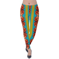 Love For The Fantasy Flowers With Happy Joy Velvet Leggings