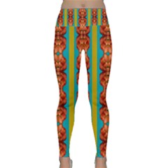 Love For The Fantasy Flowers With Happy Joy Lightweight Velour Classic Yoga Leggings