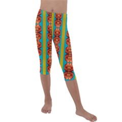 Love For The Fantasy Flowers With Happy Joy Kids  Lightweight Velour Capri Leggings 