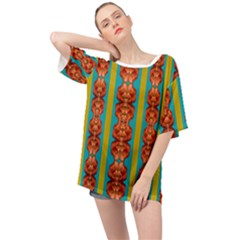 Love For The Fantasy Flowers With Happy Joy Oversized Chiffon Top