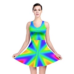 Rainbow Colour Bright Background Reversible Skater Dress
