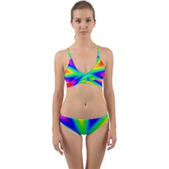 Rainbow Colour Bright Background Wrap Around Bikini Set