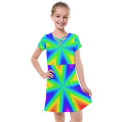 Rainbow Colour Bright Background Kids  Cross Web Dress by Pakrebo