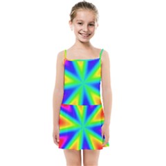 Rainbow Colour Bright Background Kids  Summer Sun Dress by Pakrebo