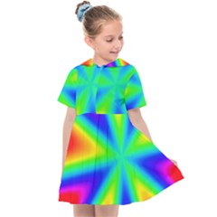 Rainbow Colour Bright Background Kids  Sailor Dress by Pakrebo