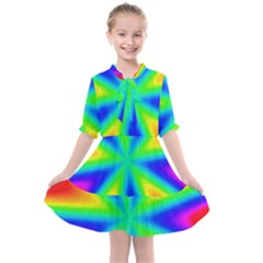 Rainbow Colour Bright Background Kids  All Frills Chiffon Dress by Pakrebo