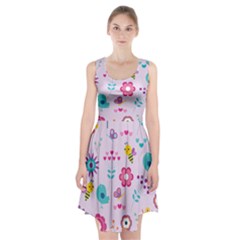 Birds Floral Flowers Retro Spring Racerback Midi Dress by Pakrebo