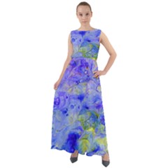 Abstract Blue Chiffon Mesh Maxi Dress by Pakrebo