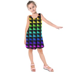 Rainbow Colour Bright Background Kids  Sleeveless Dress by Pakrebo