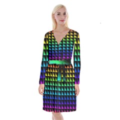 Rainbow Colour Bright Background Long Sleeve Velvet Front Wrap Dress by Pakrebo