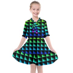 Rainbow Colour Bright Background Kids  All Frills Chiffon Dress by Pakrebo