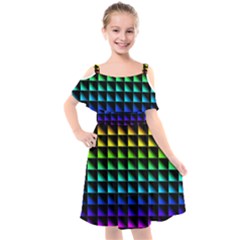 Rainbow Colour Bright Background Kids  Cut Out Shoulders Chiffon Dress by Pakrebo