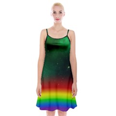 Galaxy Rainbow Universe Star Space Spaghetti Strap Velvet Dress by Pakrebo
