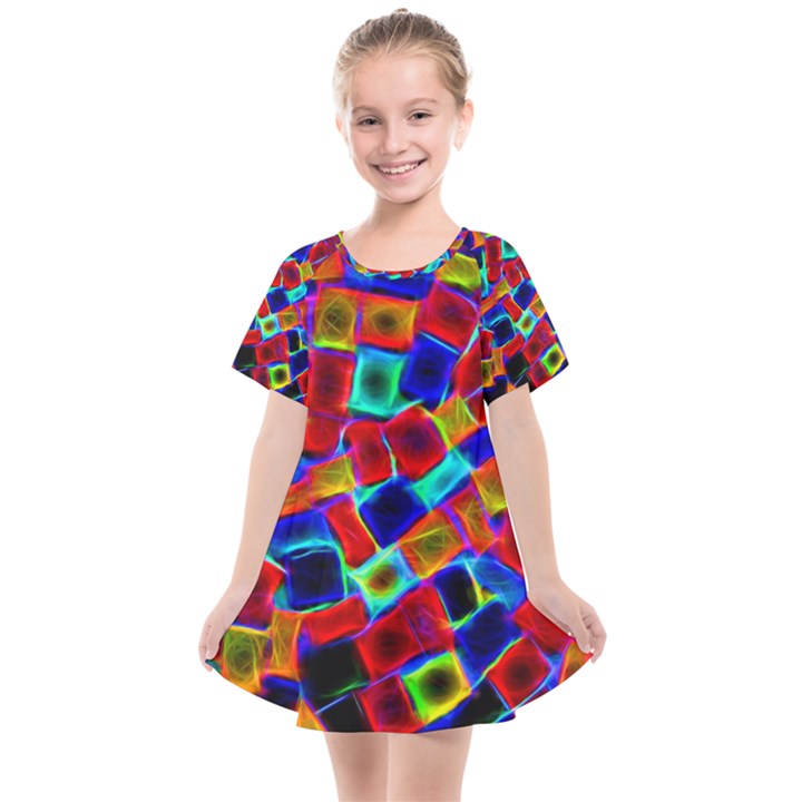 Neon Glow Glowing Light Design Kids  Smock Dress