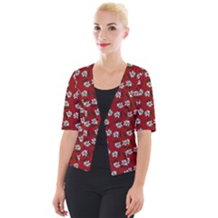 Daisy Red Cropped Button Cardigan