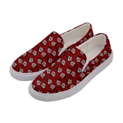 Daisy Red Women s Canvas Slip Ons by snowwhitegirl