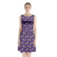 Daisy Purple Sleeveless Waist Tie Chiffon Dress by snowwhitegirl