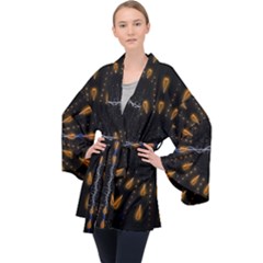 Background Pattern Bright Graphic Velvet Kimono Robe