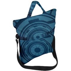 Technology Background Binary Fold Over Handle Tote Bag