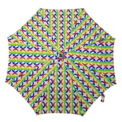 Retro Rainbow Gradient Peace Symbol Hook Handle Umbrellas (large) by Pakrebo