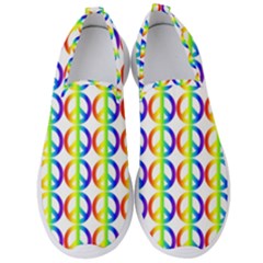 Retro Rainbow Gradient Peace Symbol Men s Slip On Sneakers by Pakrebo
