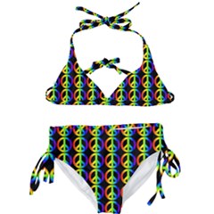 Retro Rainbow Gradient Peace Symbol Kids  Classic Bikini Set by Pakrebo