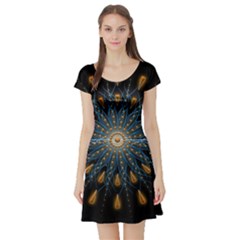 Explosion Fireworks Flare Up Short Sleeve Skater Dress by Pakrebo