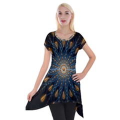 Explosion Fireworks Flare Up Short Sleeve Side Drop Tunic by Pakrebo