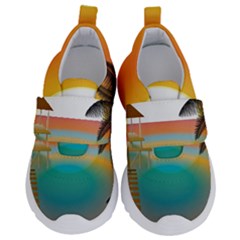 Sunset Beach Beach Palm Ocean Kids  Velcro No Lace Shoes by Pakrebo