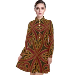 Celtic Spiritual Pattern Art Long Sleeve Chiffon Shirt Dress by Pakrebo