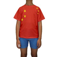 China Flag Kids  Short Sleeve Swimwear