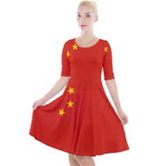China Flag Quarter Sleeve A-line Dress
