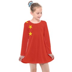 China Flag Kids  Long Sleeve Dress