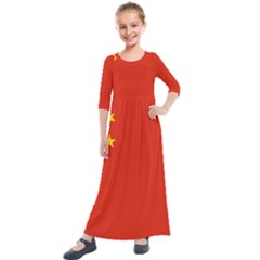 China Flag Kids  Quarter Sleeve Maxi Dress