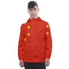 China Flag Men s Front Pocket Pullover Windbreaker