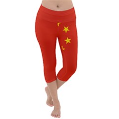 China Flag Lightweight Velour Capri Yoga Leggings by FlagGallery