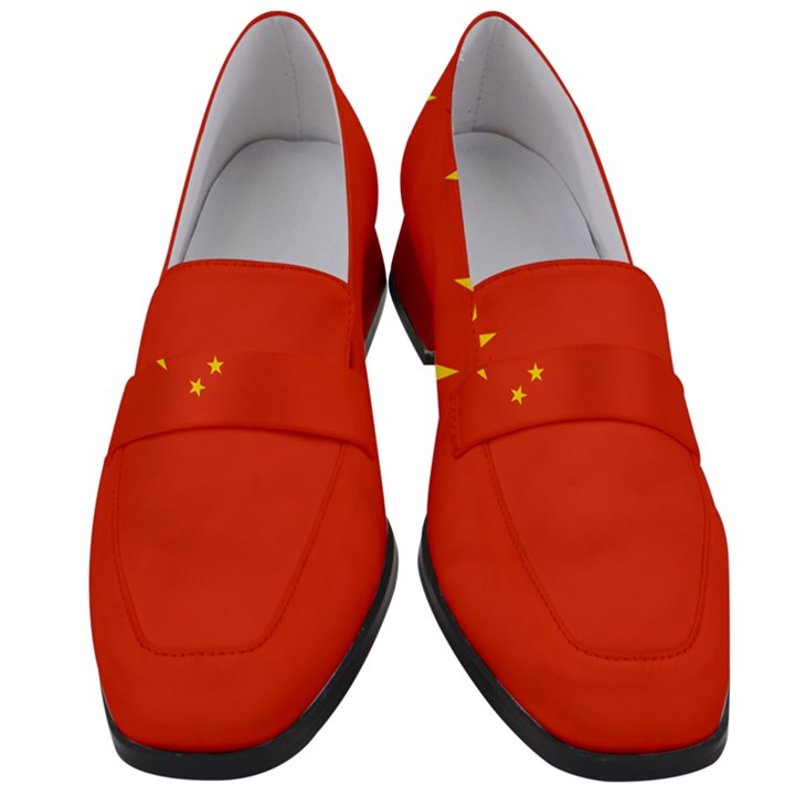 China Flag Women s Chunky Heel Loafers